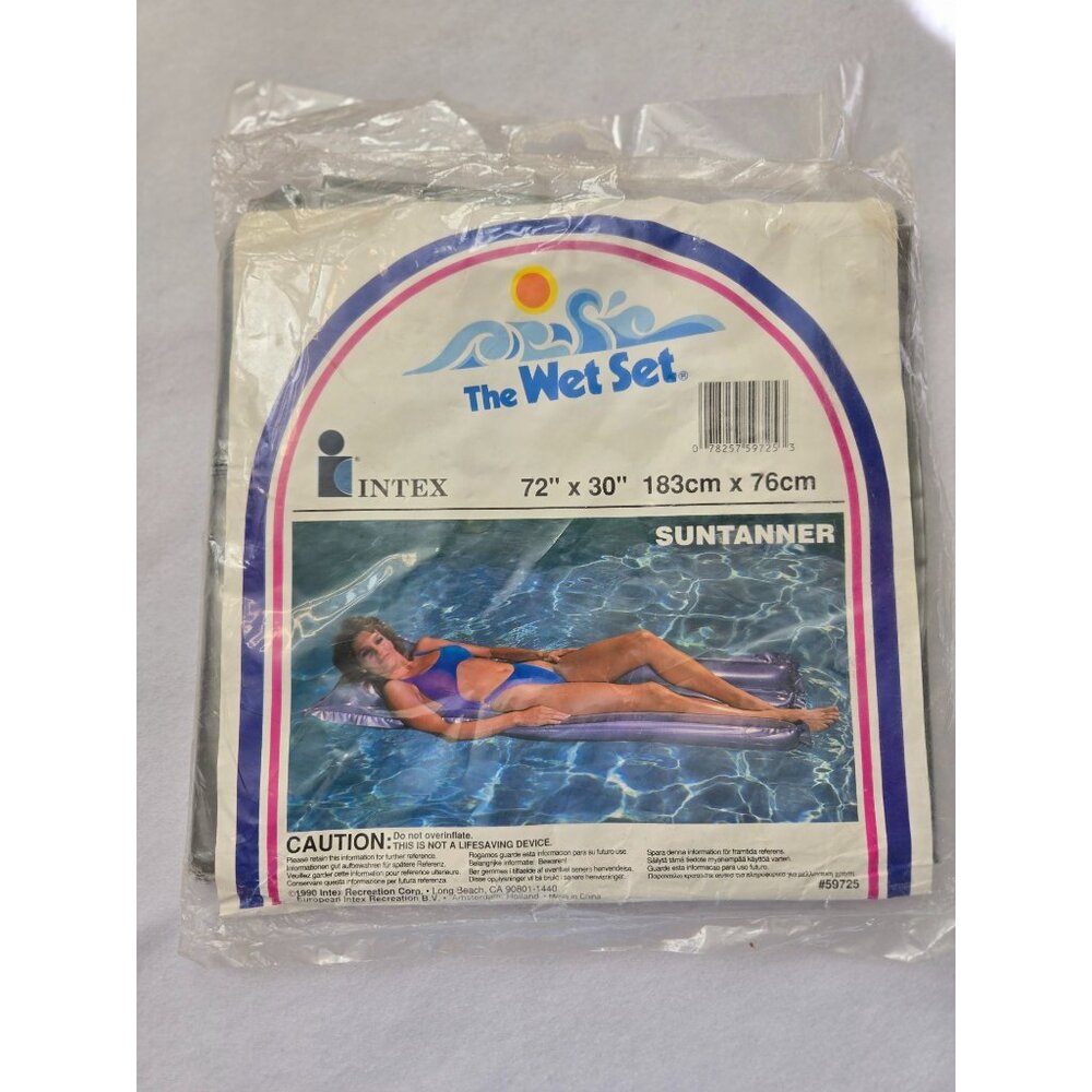 Intex Vintage 1990 The Wet Set Suntanner Vinyl Inflatable Pool Lounge Chair Gray